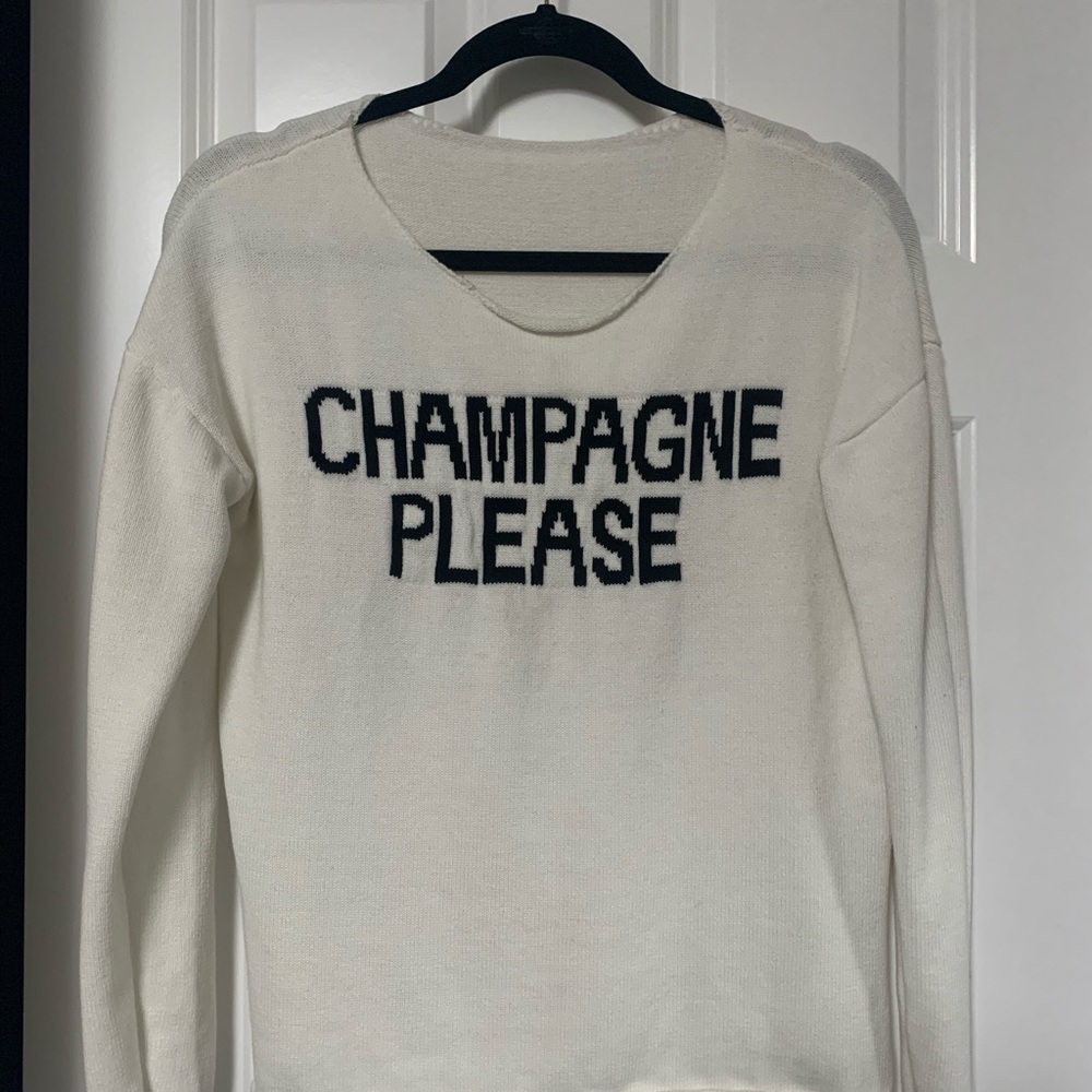 White Sweater with Black Text